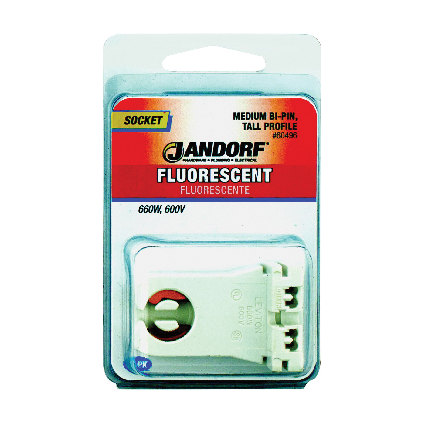 Jandorf 60496 Lamp Socket, 600 V, 660 W, Plastic Housing Material