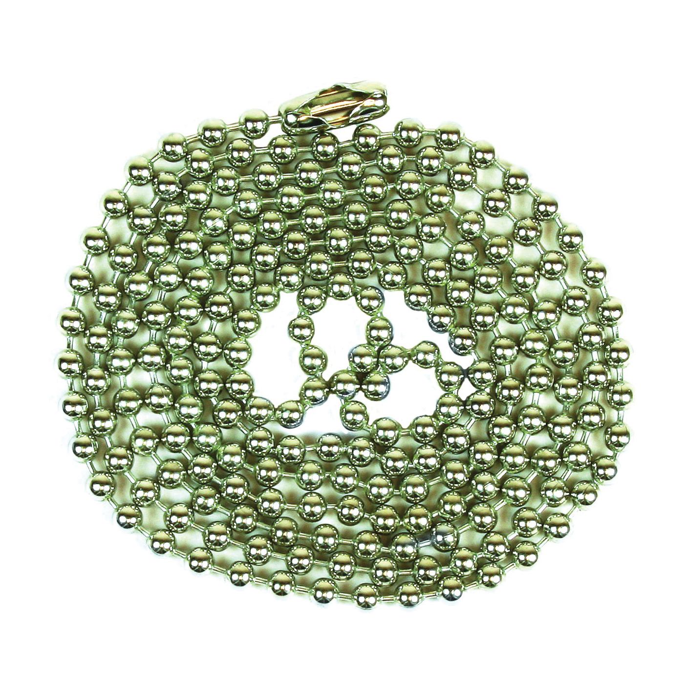 Jandorf 94991 Beaded Chain with Connector, 3 ft L, Steel, Nickel-Plated