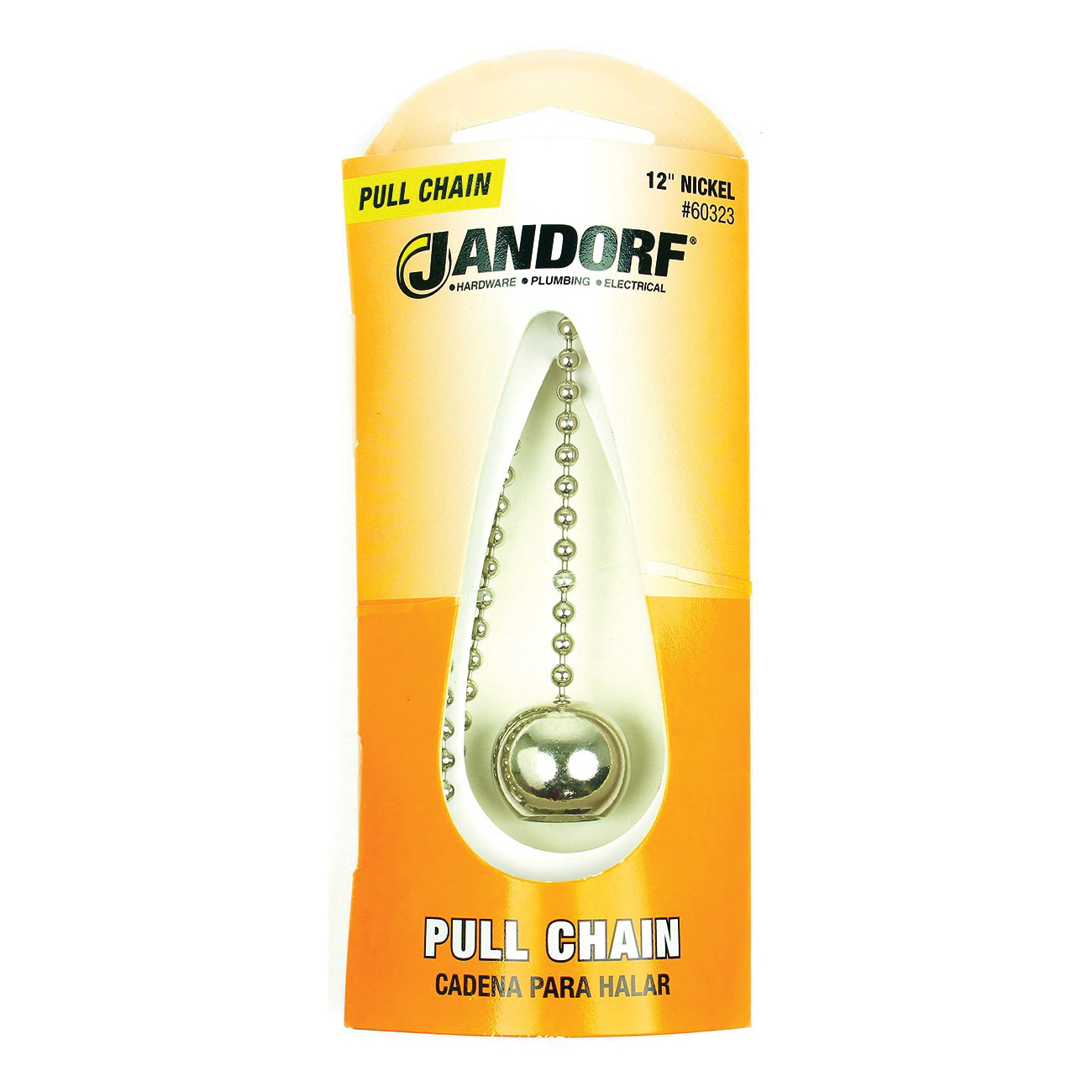 Jandorf 60323 Pull Chain, 12 in L Chain, Nickel