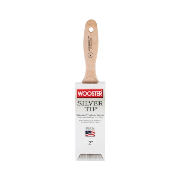 Wooster Silver Tip 5222-2 Paint Brush, 2 in W, Flat Brush, 2-11/16 in L Bristle, Polyester Bristle