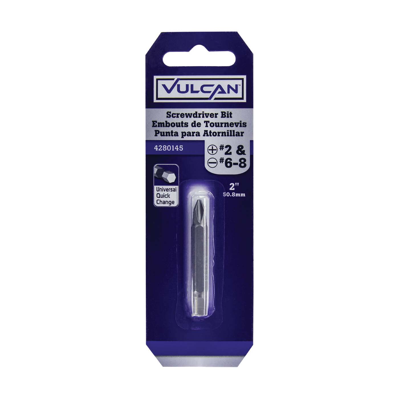 Vulcan 308801OR Double-Ended Screwdriver Bit, Hex Shank, S2 Chrome Molybdenum Steel