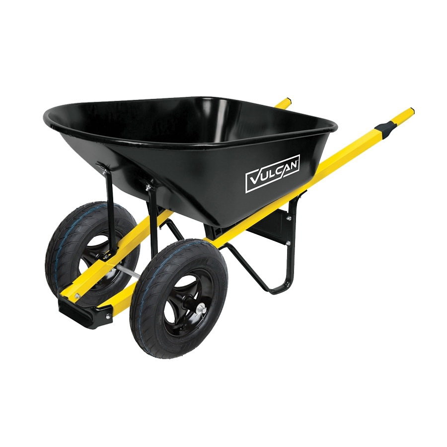 Vulcan 34885 Wheelbarrow, 6 cu-ft Volume, Steel Tray, 2-Wheel, Pneumatic Wheel, 16 in Wheel, Cushion-Grip Handle