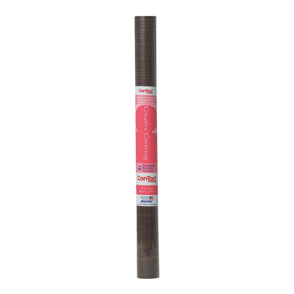 Con-Tact 09F-C9033-12 Contact Paper, 9 ft L, 18 in W, Plastic, Walnut