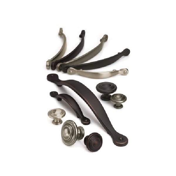 Amerock Inspirations Series BP1590FB Cabinet Pull, 5-1/2 in L Handle, 1 in H Handle, 1 in Projection, Zinc, Flat