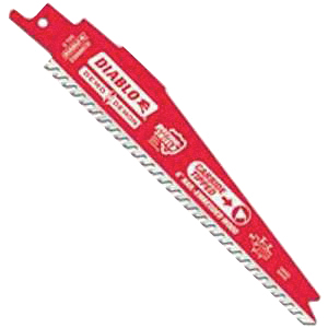 Diablo DS0606CWS Reciprocating Saw Blade, Applicable Materials: Nail-Embedded Wood, 1 in W, 6 in L, 6/9 TPI, 32-Teeth