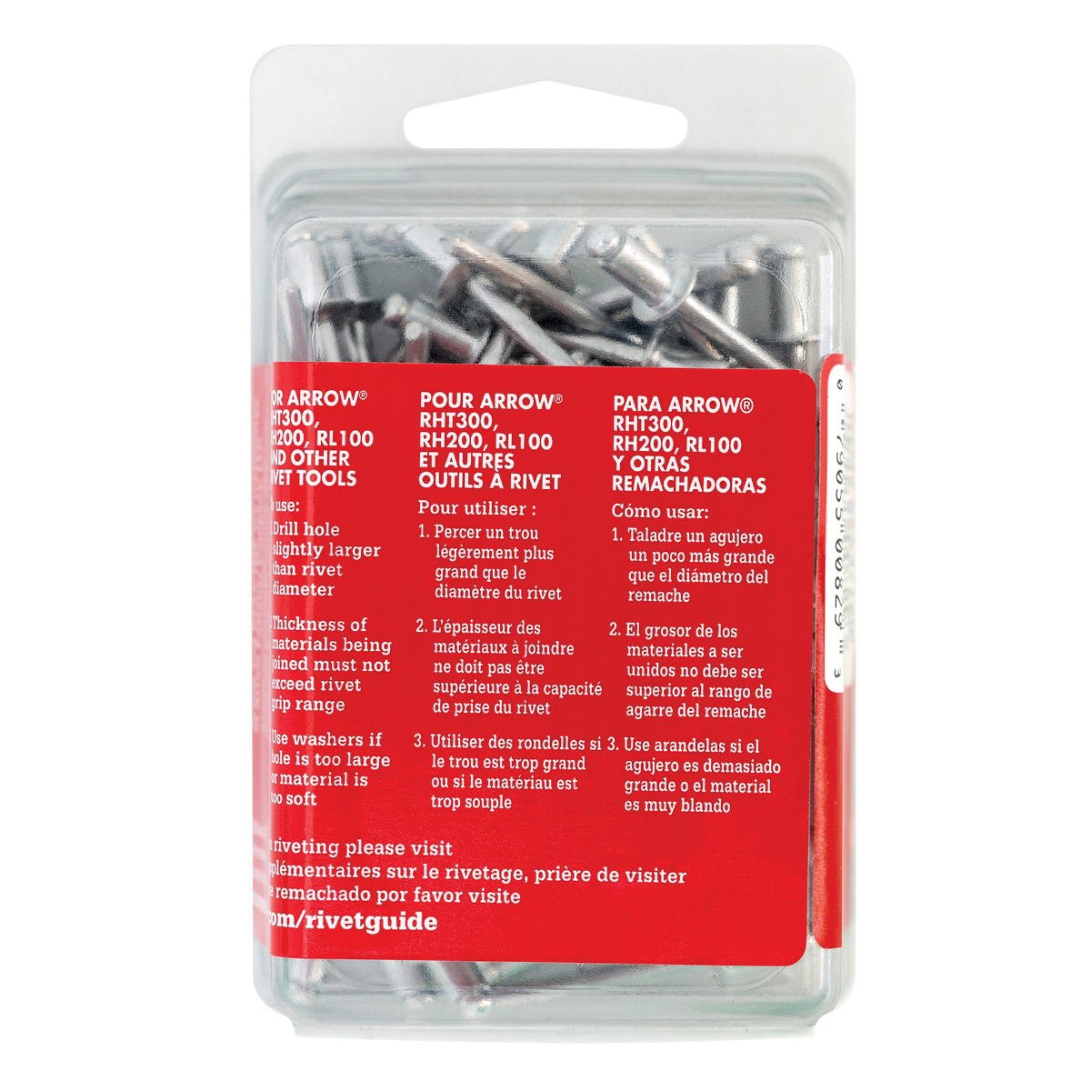 Arrow RSA3/16IP Pop Rivet, Short, 1/8 in Grip, 1/8 in L, Aluminum, Gray, 50/PK