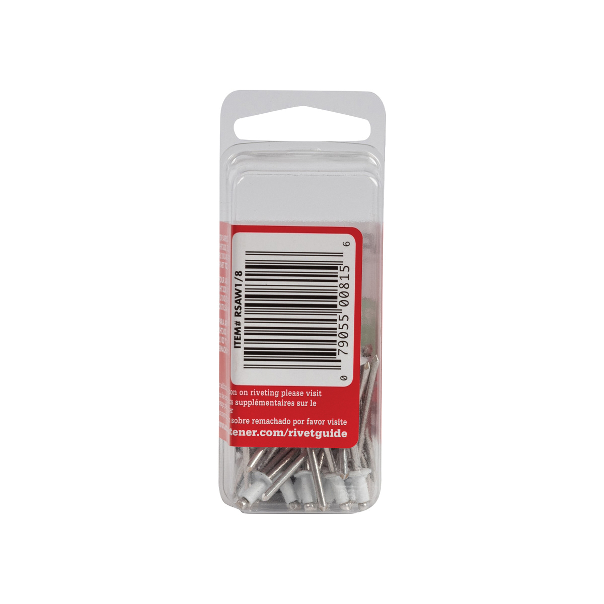 Arrow RSAW1/8 Pop Rivet, Short, 1/8 in Grip, 1/8 in L, Aluminum, White, 25/PK